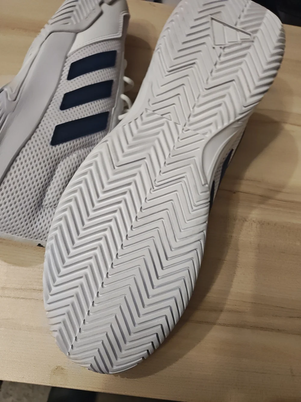 adidas White and Navy Low-Top Mesh Sneakers 13
